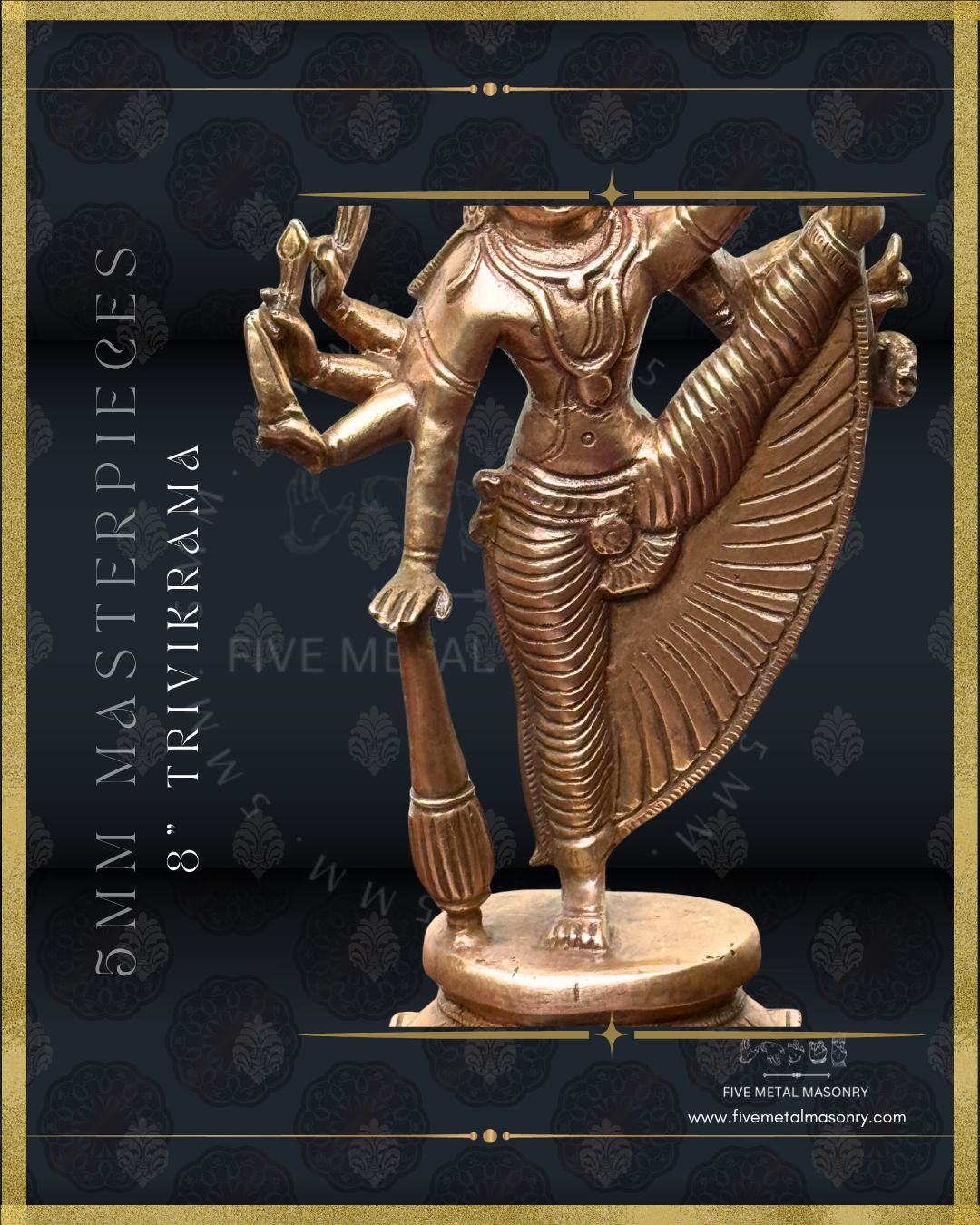 Vishnu-Trivikrama-Ulagalantha PerumalPanchaloha Bronze statue – Shilpa Sastra iconography, handcrafted lost wax casting – Body closeup view