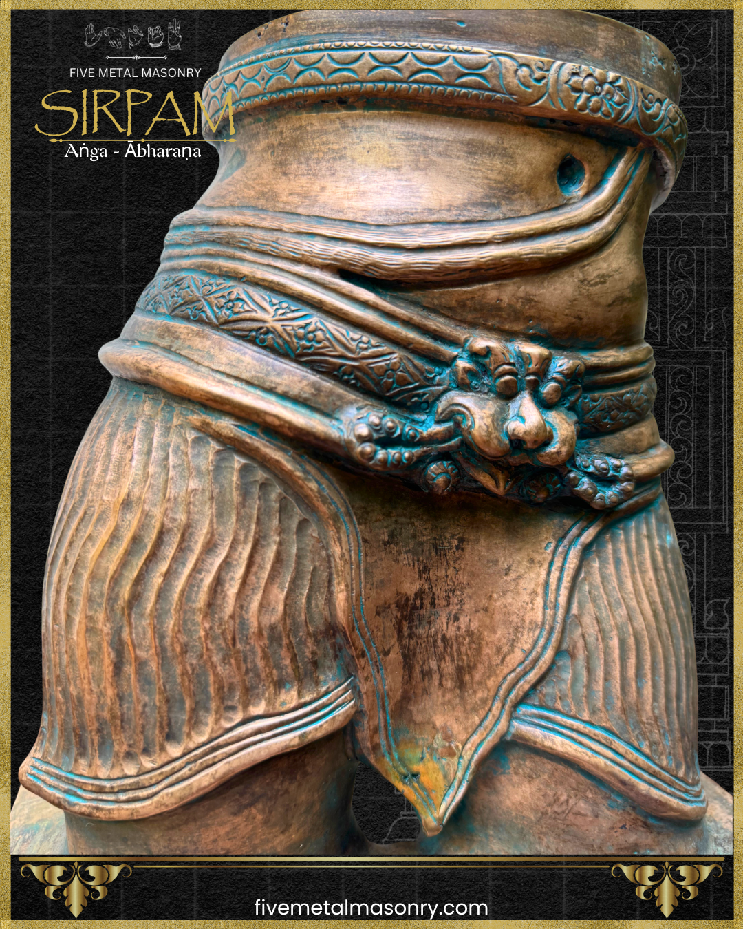 Siva’s Torso Bronze sculpture – Sirpam Collection - Iconography per Shilpa Sastra, Handcrafted lost wax casting – right closeup view