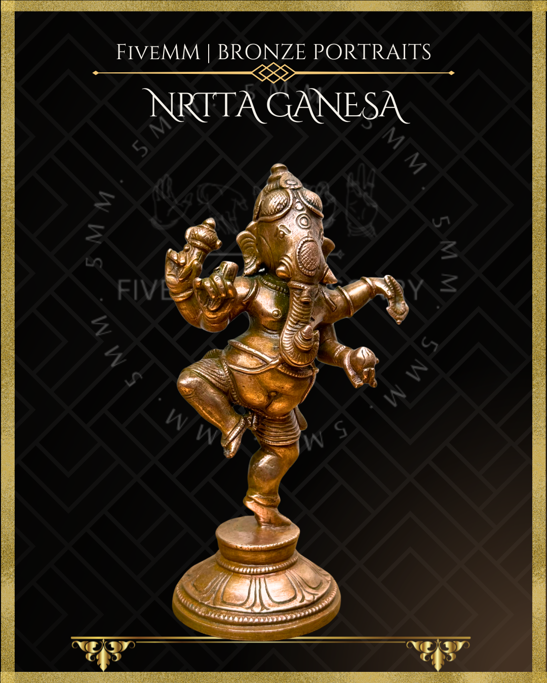 Nrtta(Dancing) Ganesa Antique Patina Ganesha Bronze Idols