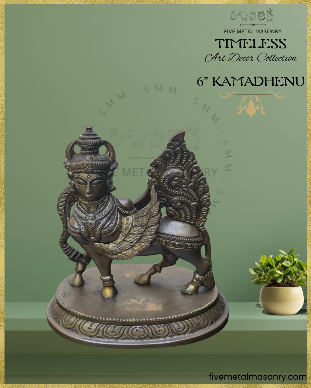 Kamadhenu Panchaloha Bronze statue – Timeless Collection - Iconography per Shilpa Sastra, Handcrafted lost wax casting – Top angle view