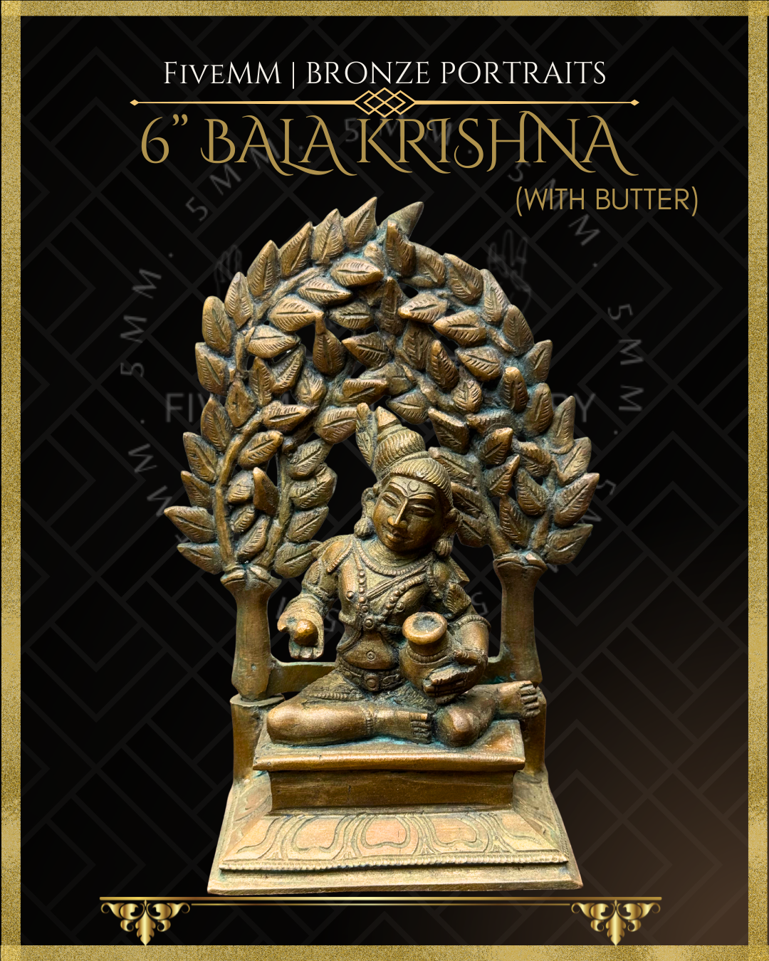 Bala krishna with butter Panchaloha Bronze statue – Shilpa Sastra iconography, handcrafted lost wax casting – Front view