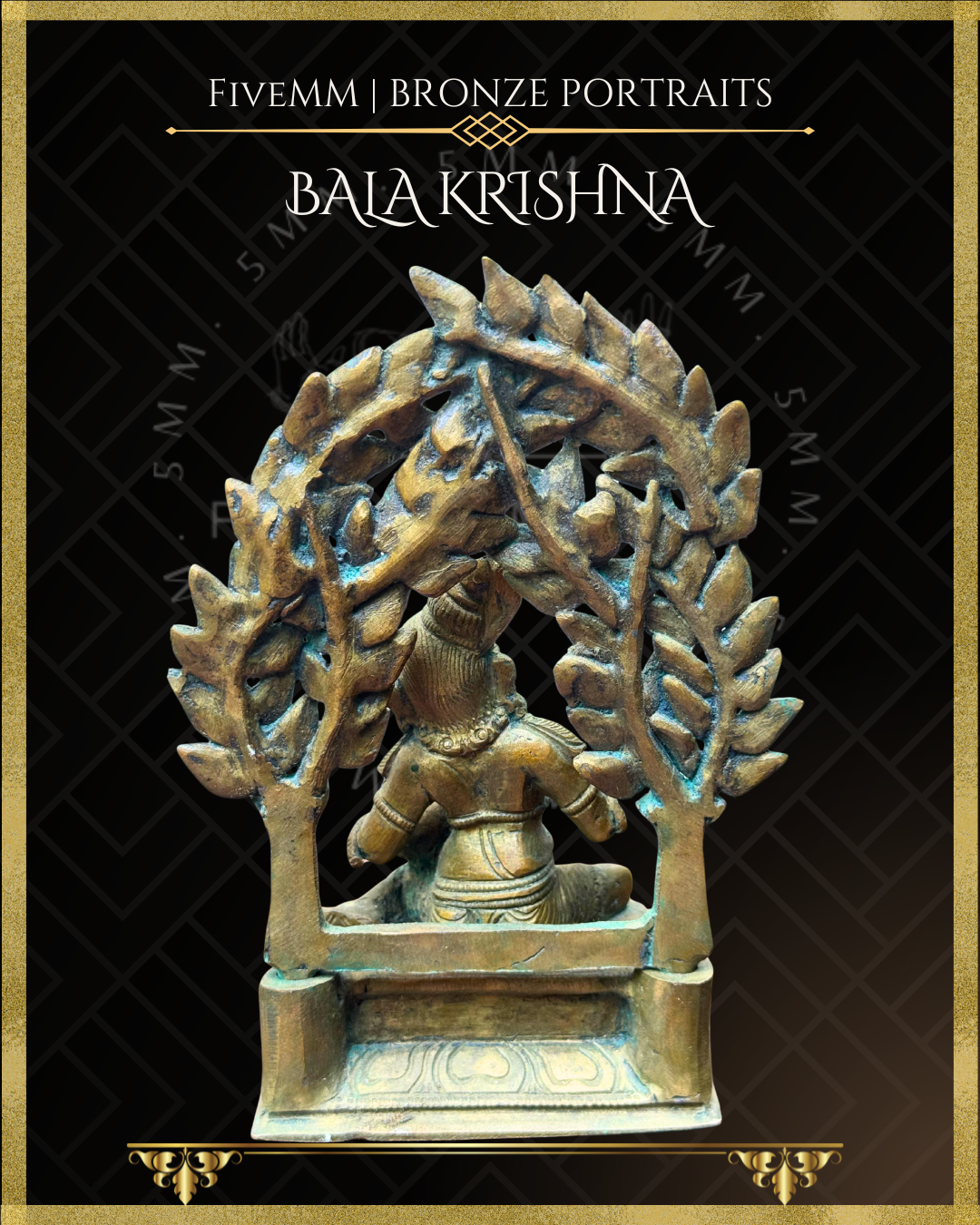 Bala krishna with butter Panchaloha Bronze statue – Shilpa Sastra iconography, handcrafted lost wax casting – Rear view