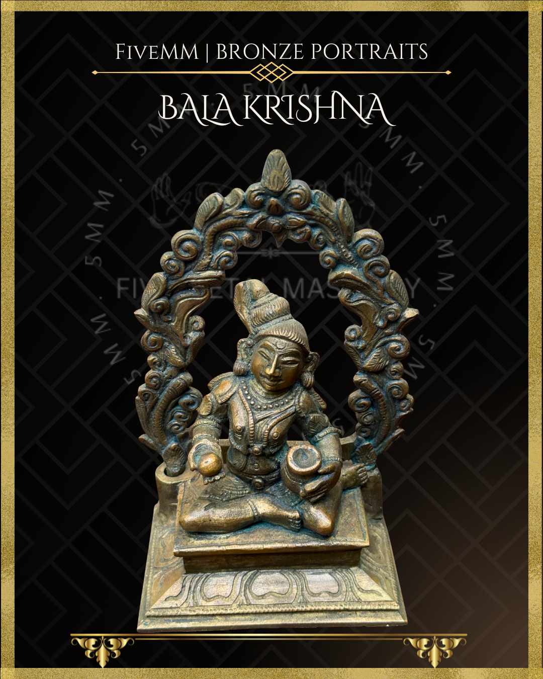 Bala krishna with butter Panchaloha Bronze statue – Shilpa Sastra iconography, handcrafted lost wax casting – Top angle view