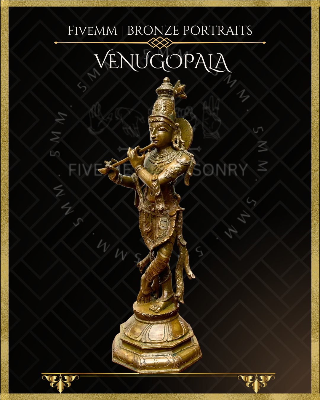 Krishna as Venugopala Panchaloha Bronze statue – per Shilpa Sastra iconography, handcrafted by lost wax casting – Left facing view