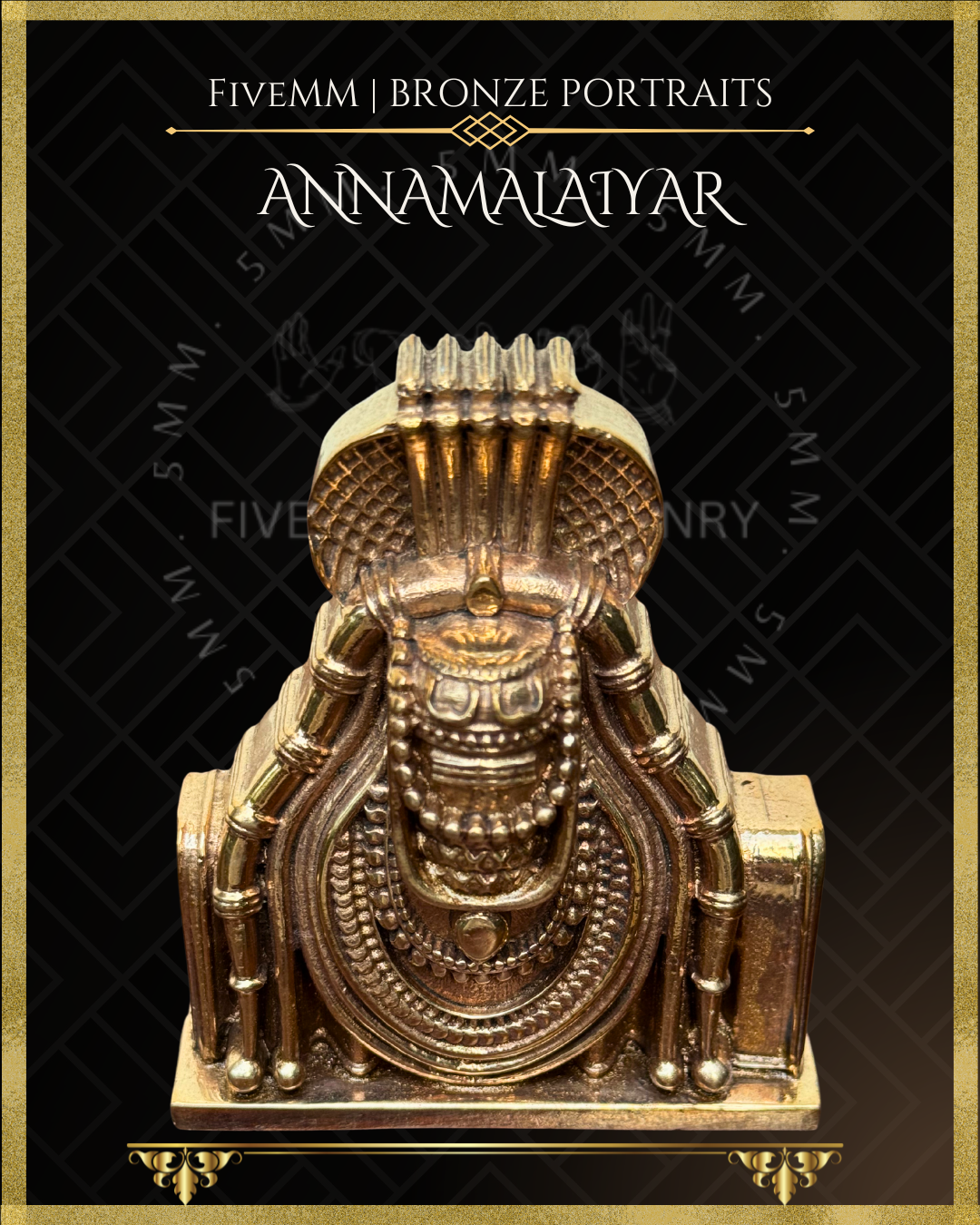 Arunachalesvara or Annamalaiyar Siva Linga Panchaloha Bronze statue – per Shilpa Sastra iconography, handcrafted by lost wax casting – Top angle view