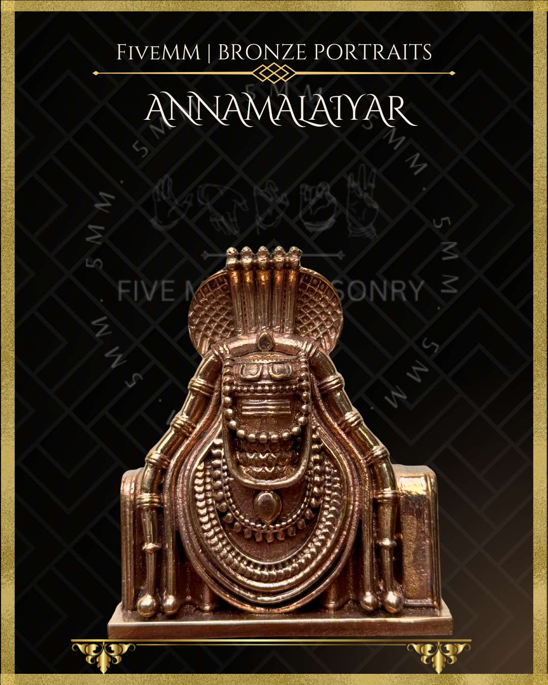 Arunachalesvara or Annamalaiyar Siva Linga Panchaloha Bronze statue – per Shilpa Sastra iconography, handcrafted by lost wax casting – Peojected view