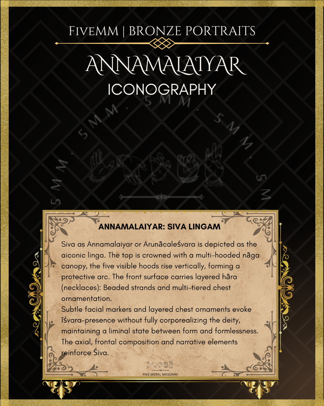 Arunachalesvara or Annamalaiyar Siva Linga Panchaloha Bronze statue – per Shilpa Sastra iconography, handcrafted by lost wax casting – Iconographic description