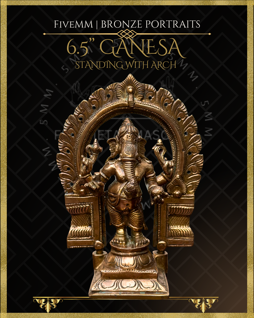 Ganesha standing Panchaloha Bronze statue – per Shilpa Sastra iconography, handcrafted by lost wax casting – Front view