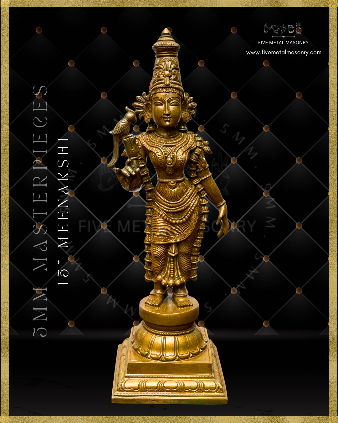 Madurai Meenakshi Panchaloha Bronze statue -  Masterpieces Collection - Iconography per Shilpa Sastra, handcrafted lost wax casting – Front view