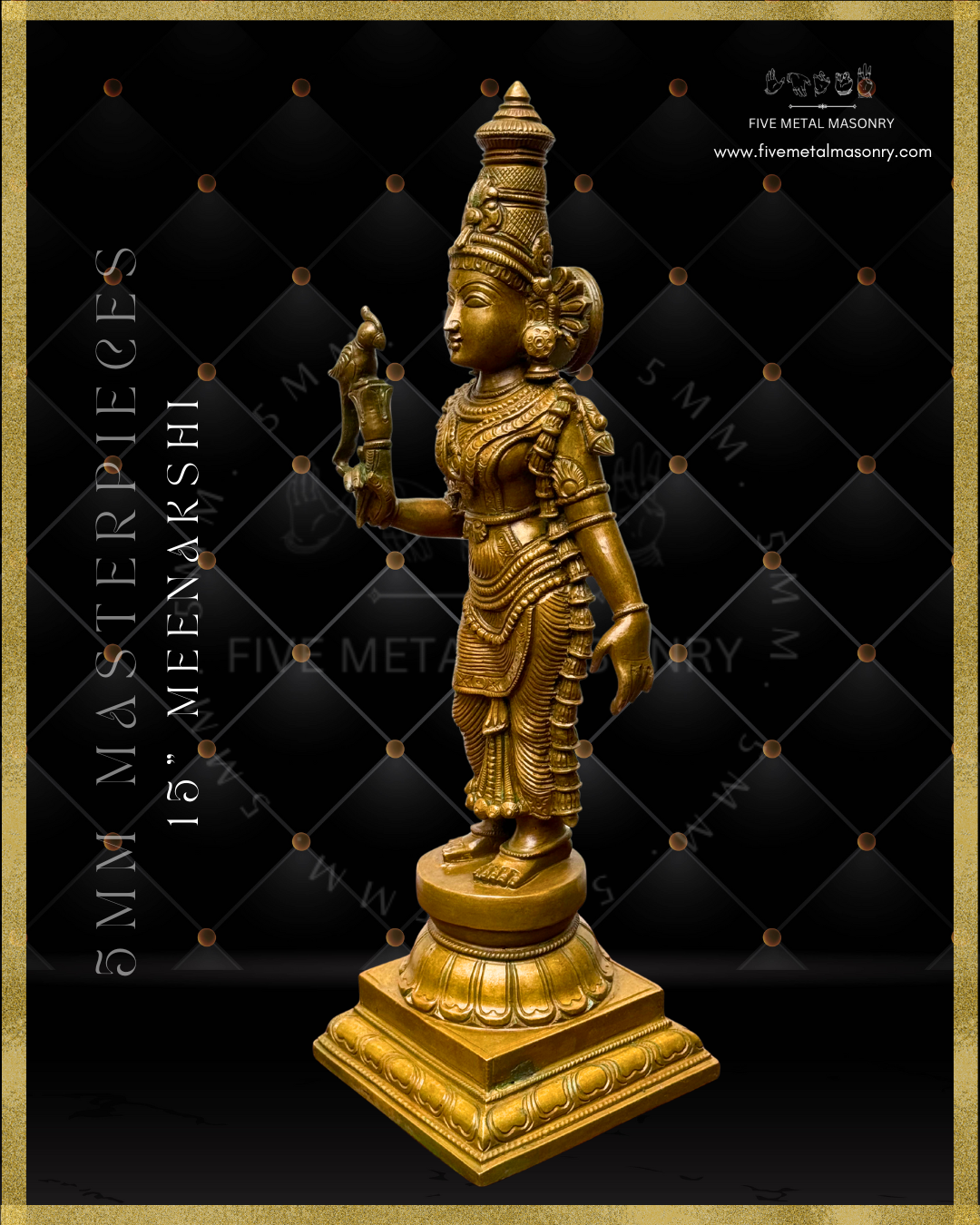 Madurai Meenakshi Panchaloha Bronze statue -  Masterpieces Collection - Iconography per Shilpa Sastra, handcrafted lost wax casting – Left facing view