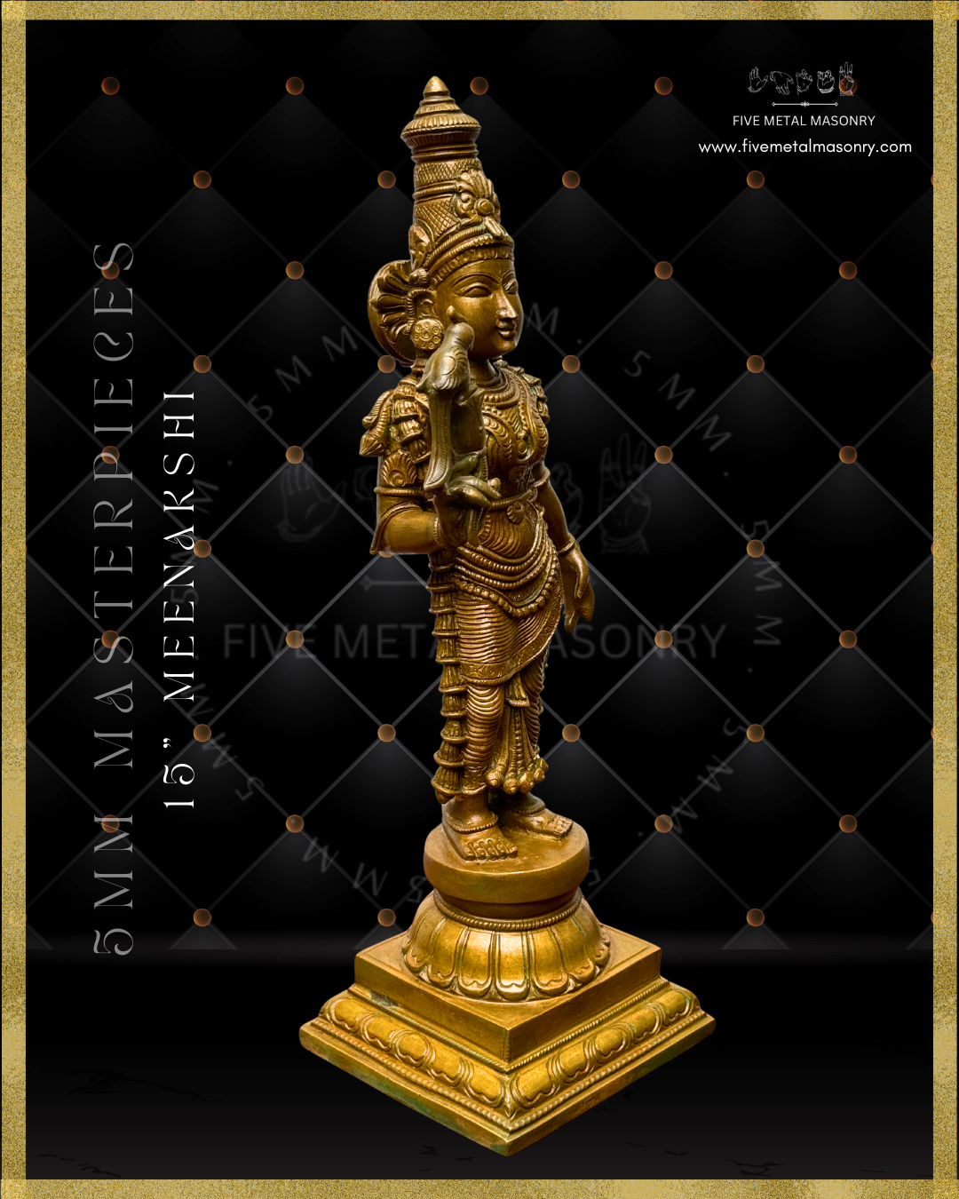 Madurai Meenakshi Panchaloha Bronze statue -  Masterpieces Collection - Iconography per Shilpa Sastra, handcrafted lost wax casting – Right facing view