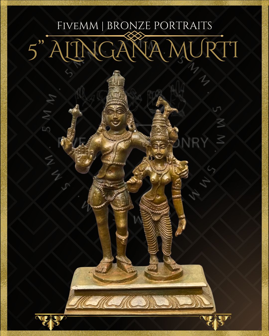 Alinganamurti-Shiva embracing Uma Panchaloha Bronze statue - Iconography per Shilpa Sastra, Handcrafted lost wax casting – Front view