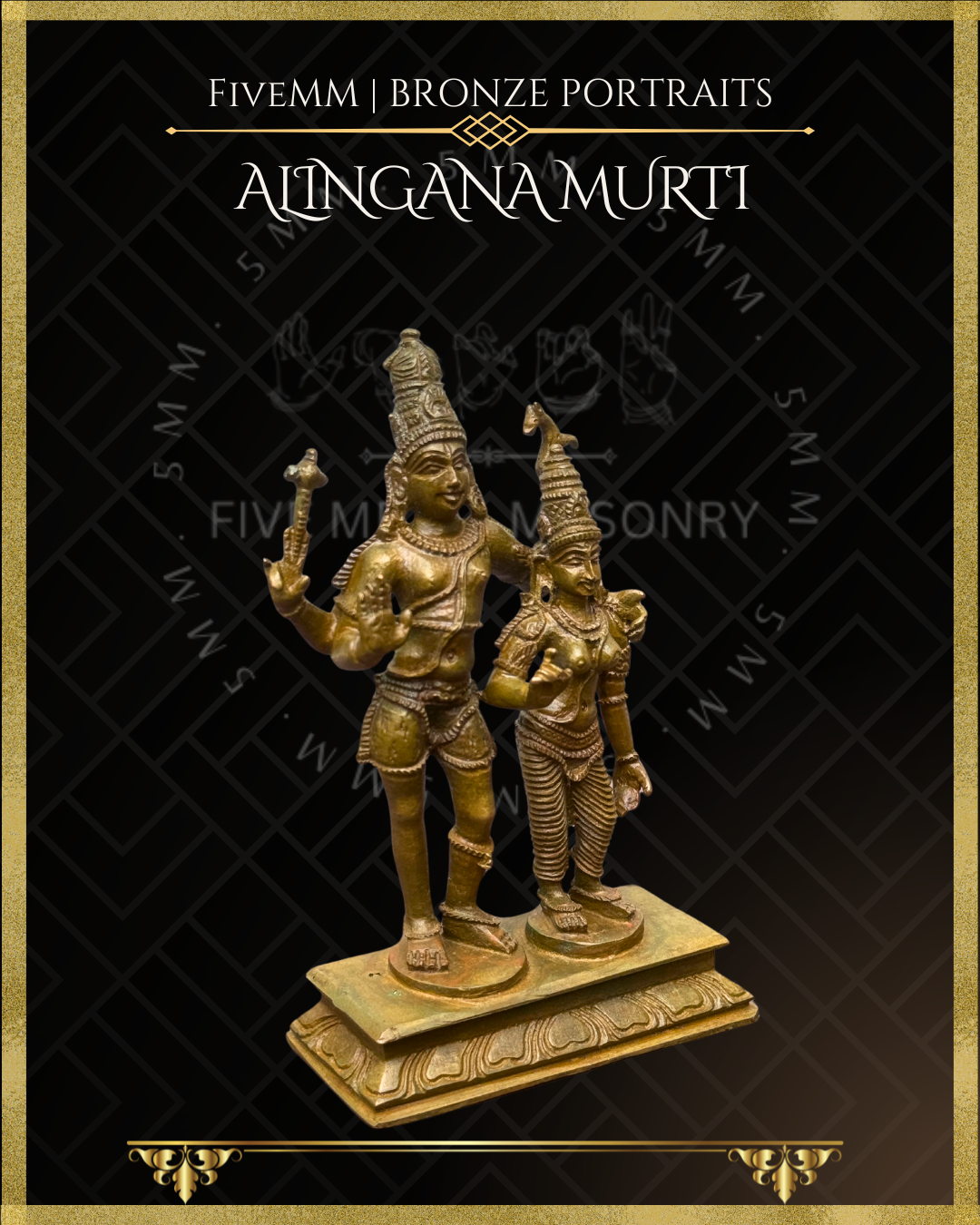 Alinganamurti-Shiva embracing Uma Panchaloha Bronze statue - Iconography per Shilpa Sastra, Handcrafted lost wax casting – Right facing view