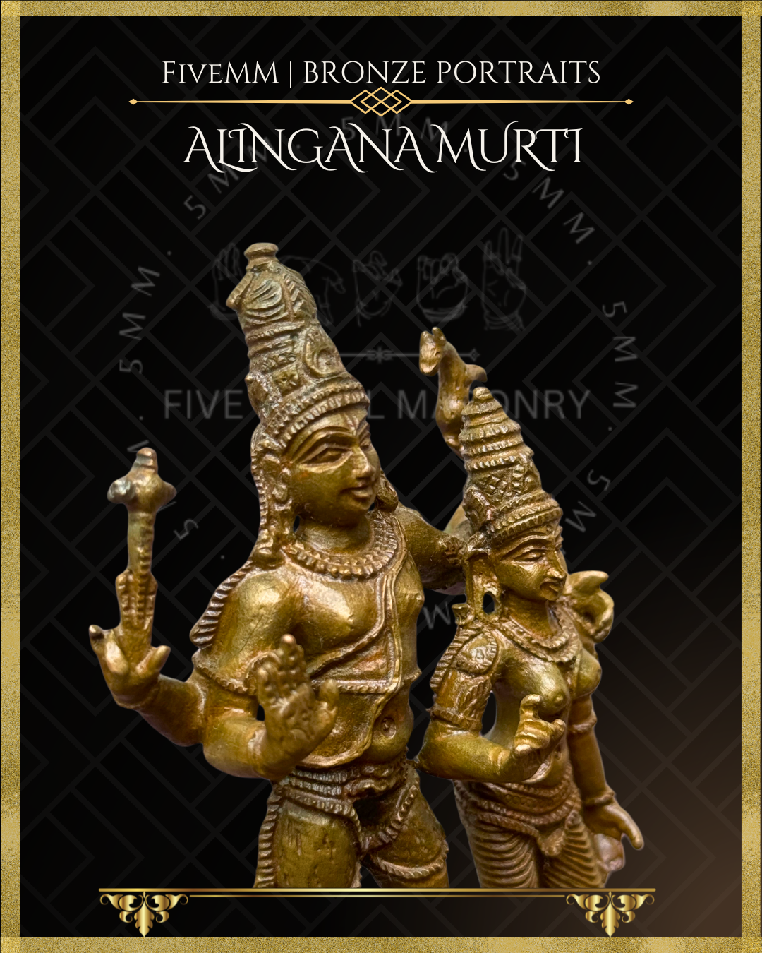 Alinganamurti-Shiva embracing Uma Panchaloha Bronze statue - Iconography per Shilpa Sastra, Handcrafted lost wax casting – Close up view