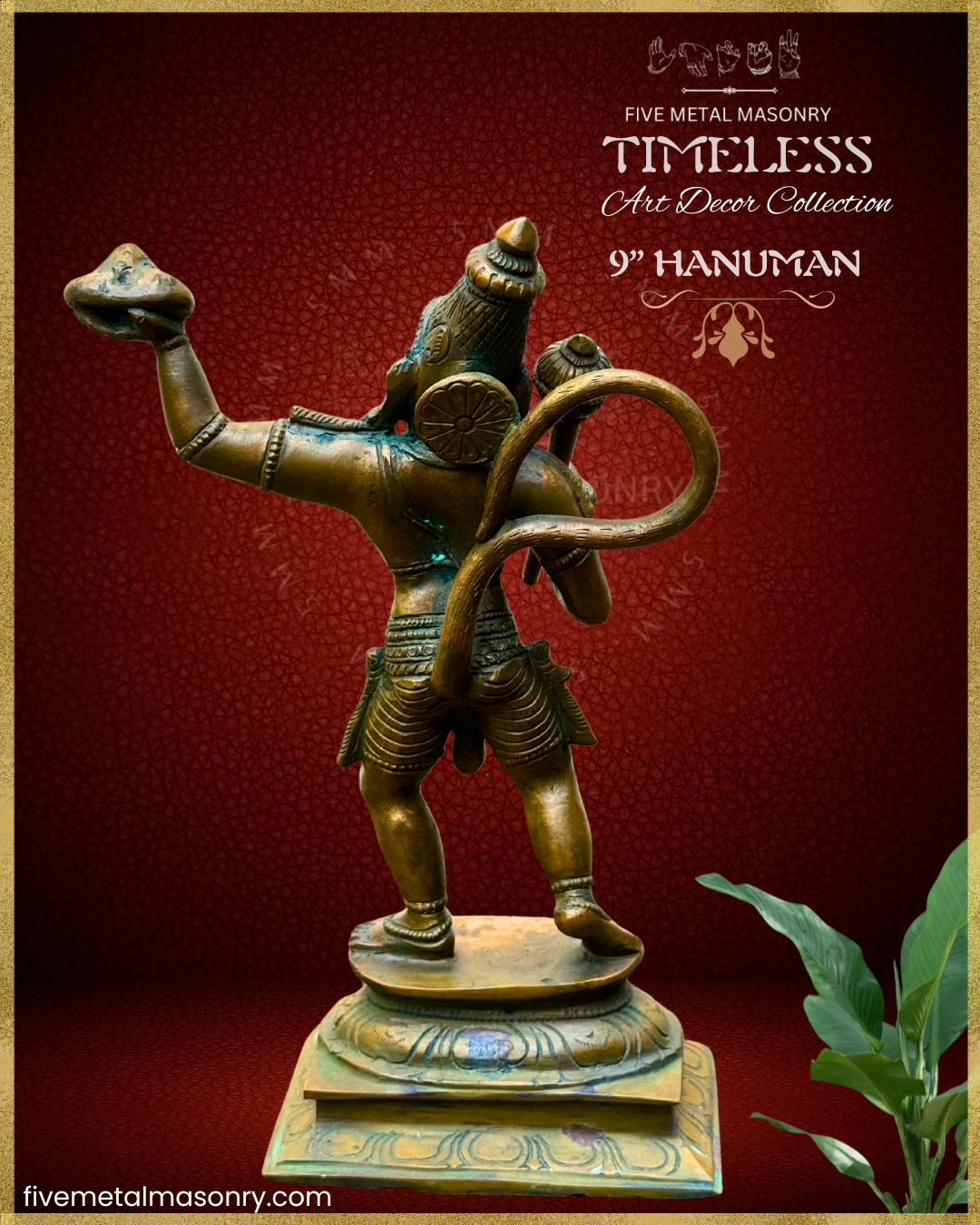 Hanuman Panchaloha Bronze statue – Timeless Collection - Iconography per Shilpa Sastra, Handcrafted lost wax casting – Back view