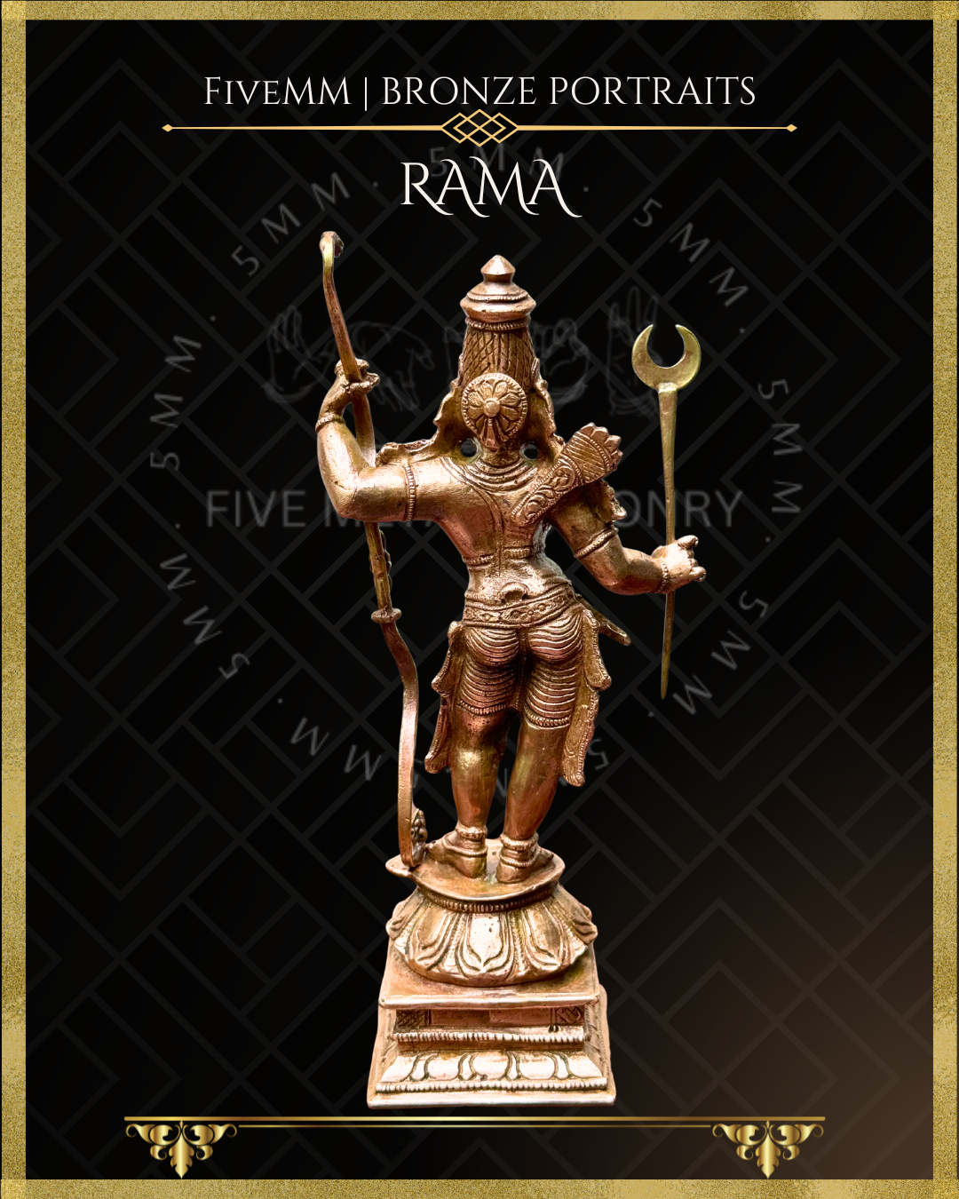 Rama Panchaloha Bronze statue – per Shilpa Sastra iconography, handcrafted by lost wax casting – Back view