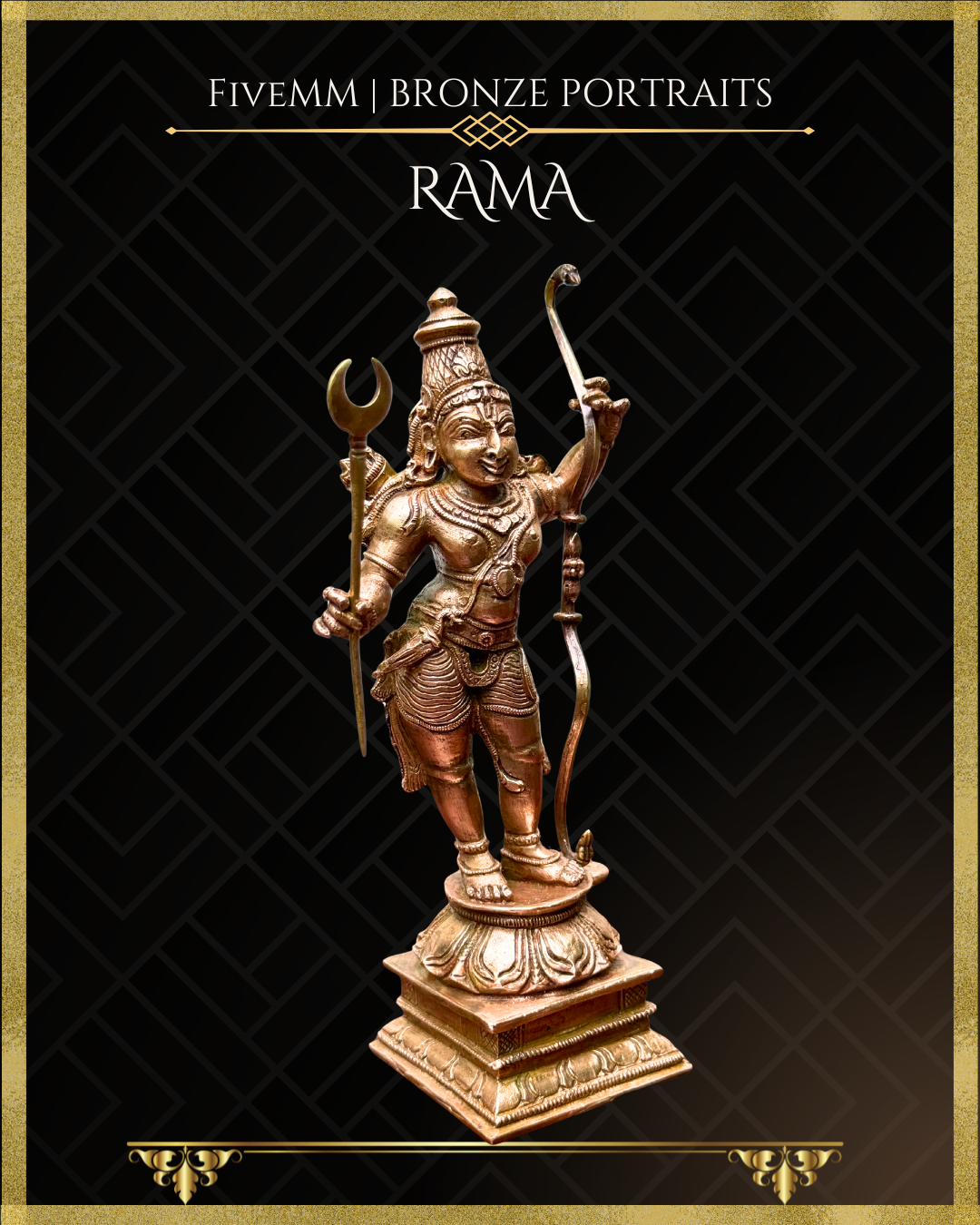Rama Panchaloha Bronze statue – per Shilpa Sastra iconography, handcrafted by lost wax casting – Right facing view