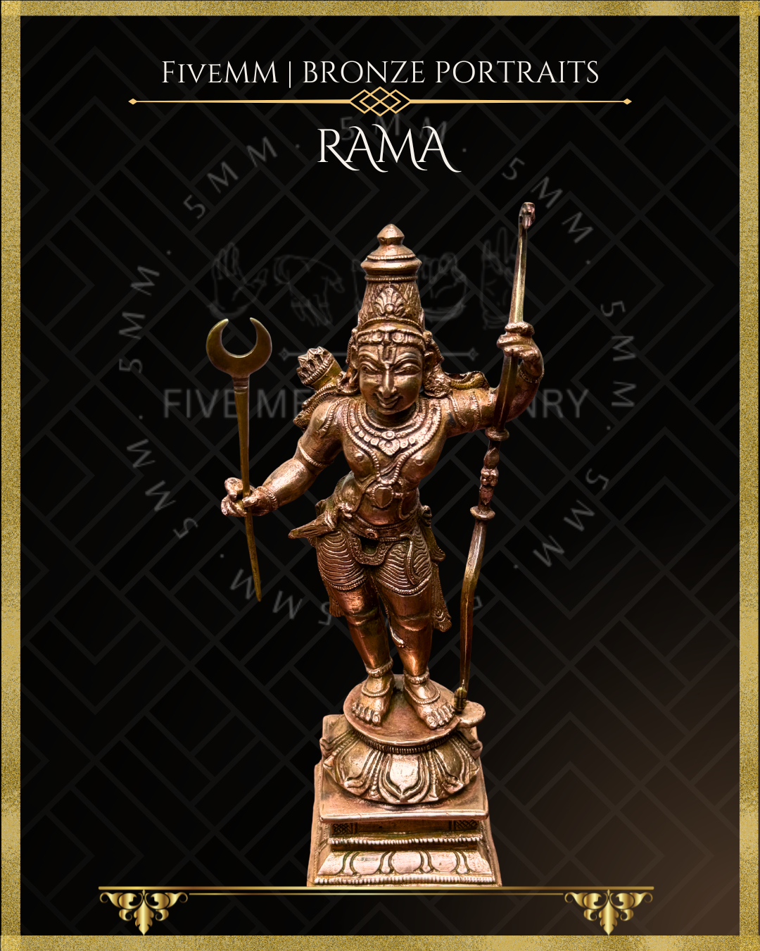 Rama Panchaloha Bronze statue – per Shilpa Sastra iconography, handcrafted by lost wax casting – Top angle view