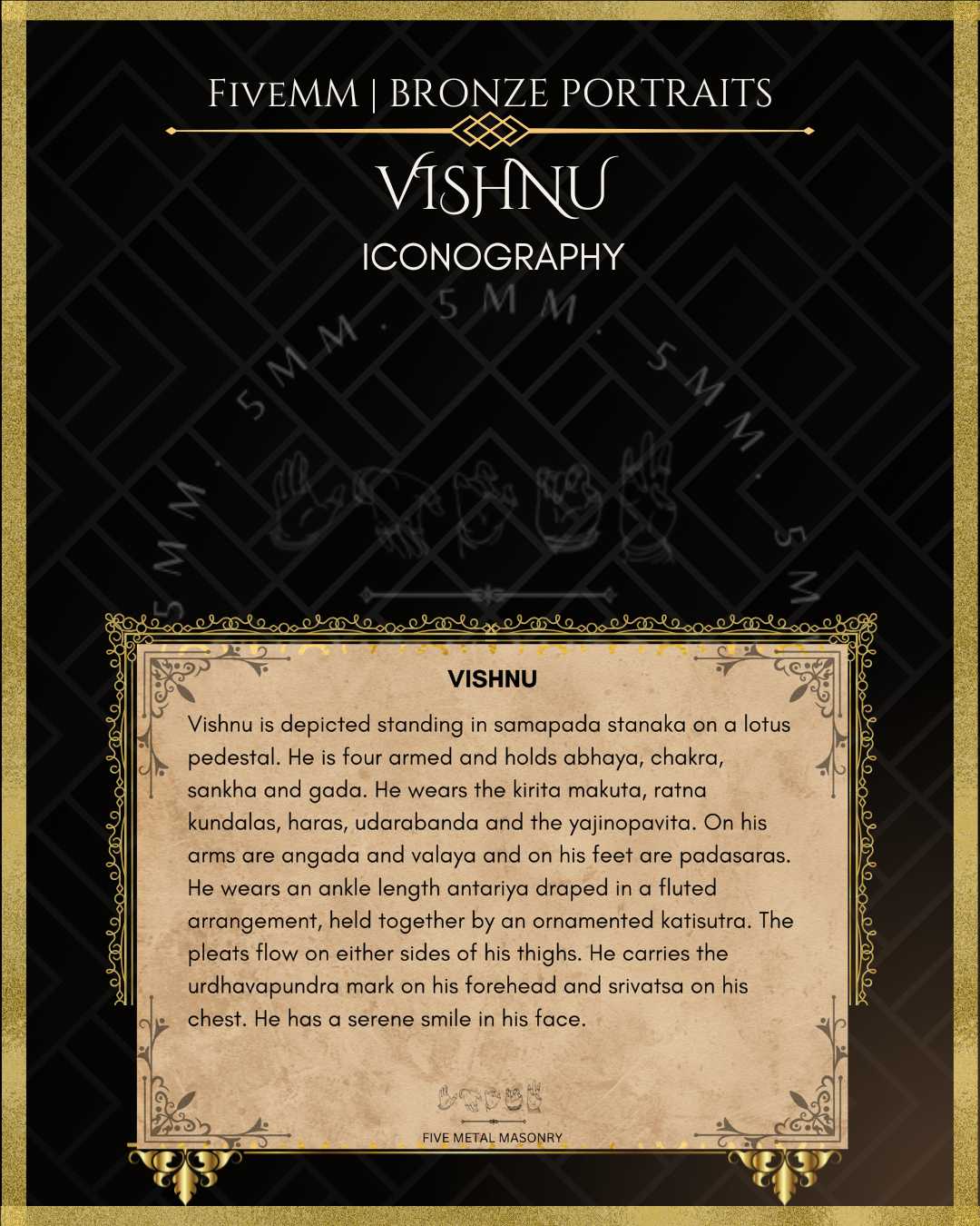 Vishnu Panchaloha Bronze statue – per Shilpa Sastra iconography, handcrafted by lost wax casting – Iconographic description