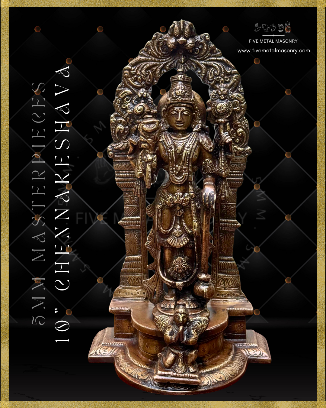 Chennakeshava Perumal Panchaloha Bronze statue -  Masterpieces Collection - Iconography per Shilpa Sastra, handcrafted lost wax casting – Front view