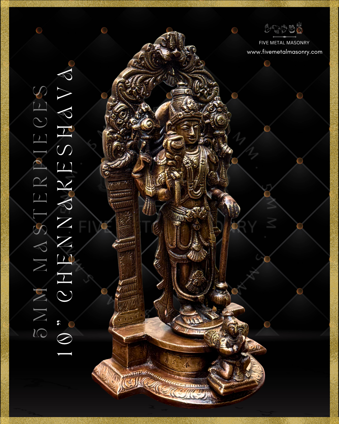 Chennakeshava Perumal Panchaloha Bronze statue -  Masterpieces Collection - Iconography per Shilpa Sastra, handcrafted lost wax casting – Right facing view
