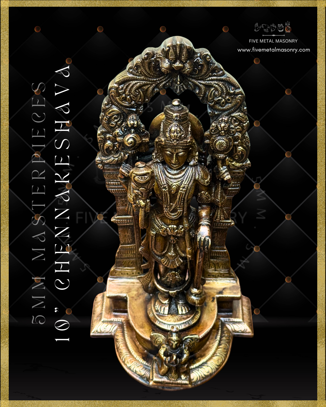 Chennakeshava Perumal Panchaloha Bronze statue -  Masterpieces Collection - Iconography per Shilpa Sastra, handcrafted lost wax casting – Top angle view