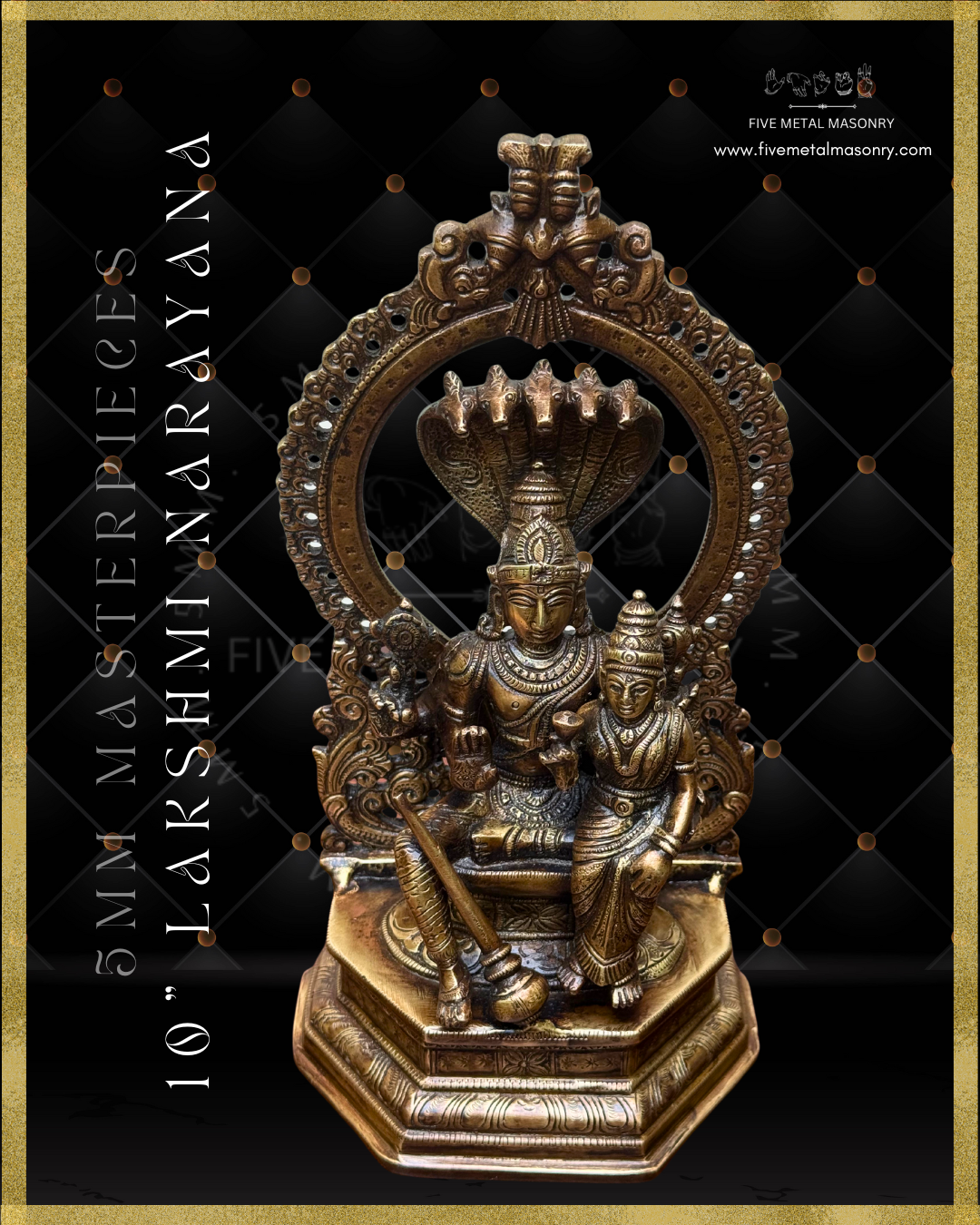 Lakshmi Narayana Panchaloha Bronze statue -  Masterpieces Collection - Iconography per Shilpa Sastra, handcrafted lost wax casting – Top angle view
