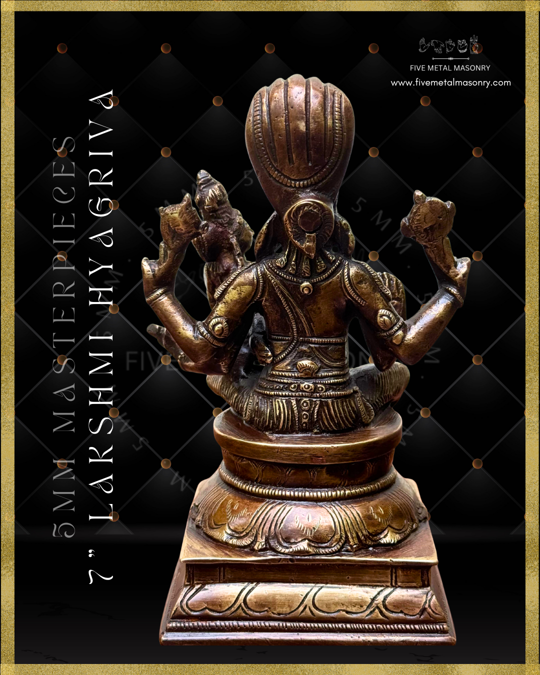 Lakshmi Hyagriva Panchaloha Bronze statue -  Masterpieces Collection - Iconography per Shilpa Sastra, handcrafted lost wax casting – Rear view