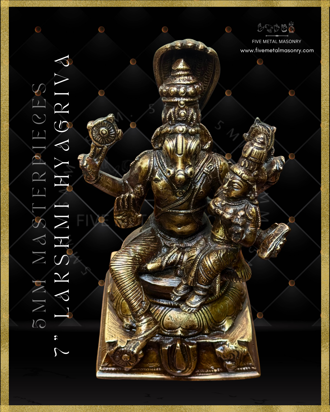 Lakshmi Hyagriva Panchaloha Bronze statue -  Masterpieces Collection - Iconography per Shilpa Sastra, handcrafted lost wax casting – Top angle view