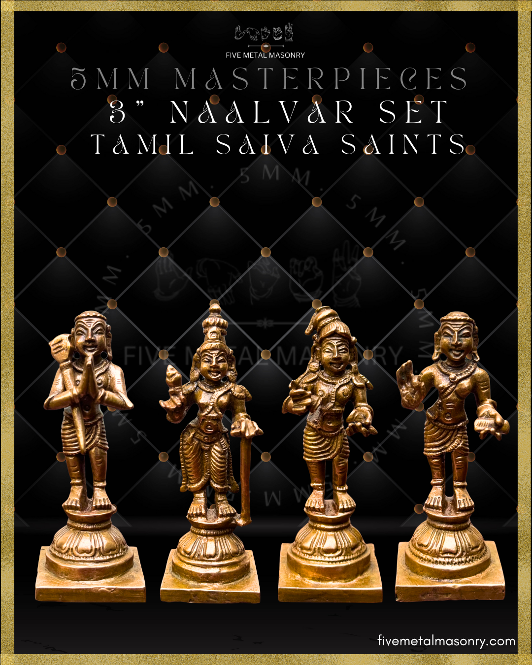 Tamil Saiva Saints - Naalvar- Appar, Sundarar, Sambandar, Manickavasagar- Panchaloha Bronze statue -  Masterpieces Collection- Front view