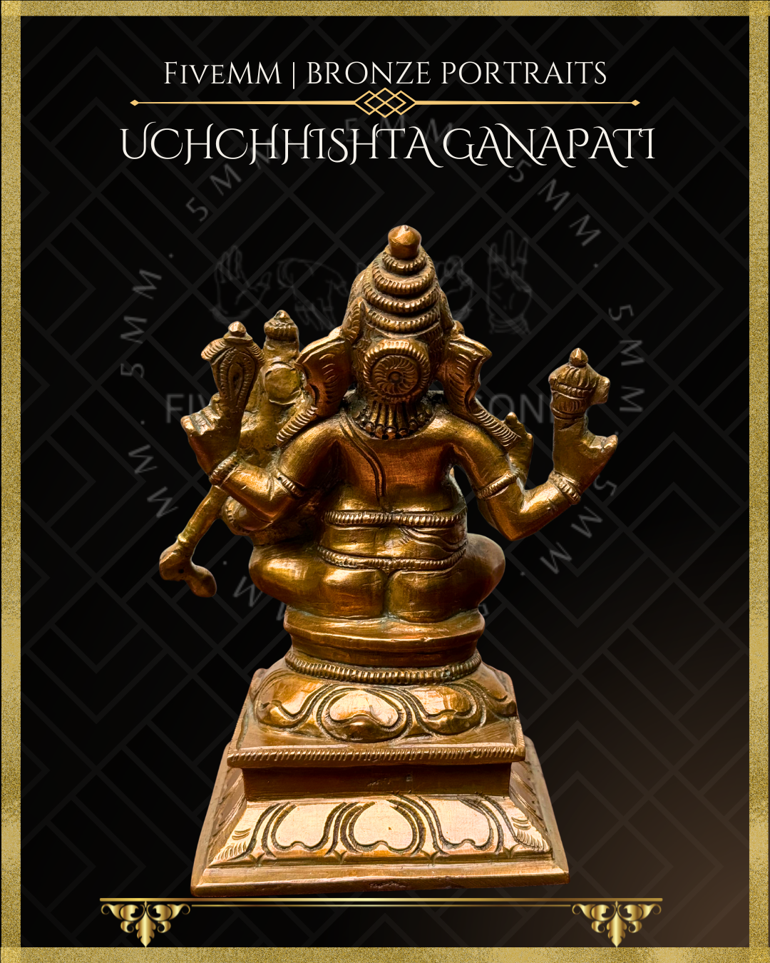Uchchhishta Ganapati Bronze Panchaloha statue – Shilpa Sastra iconography, handcrafted lost wax casting – Rear View