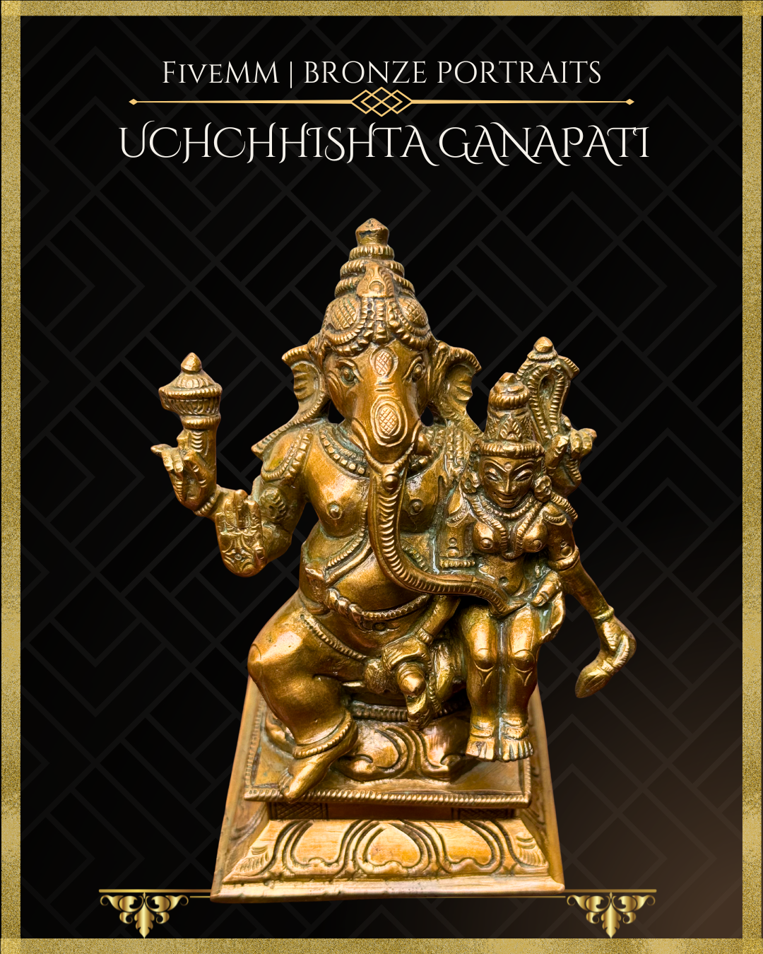 Uchchhishta Ganapati Bronze Panchaloha statue – Shilpa Sastra iconography, handcrafted lost wax casting – Top angle View