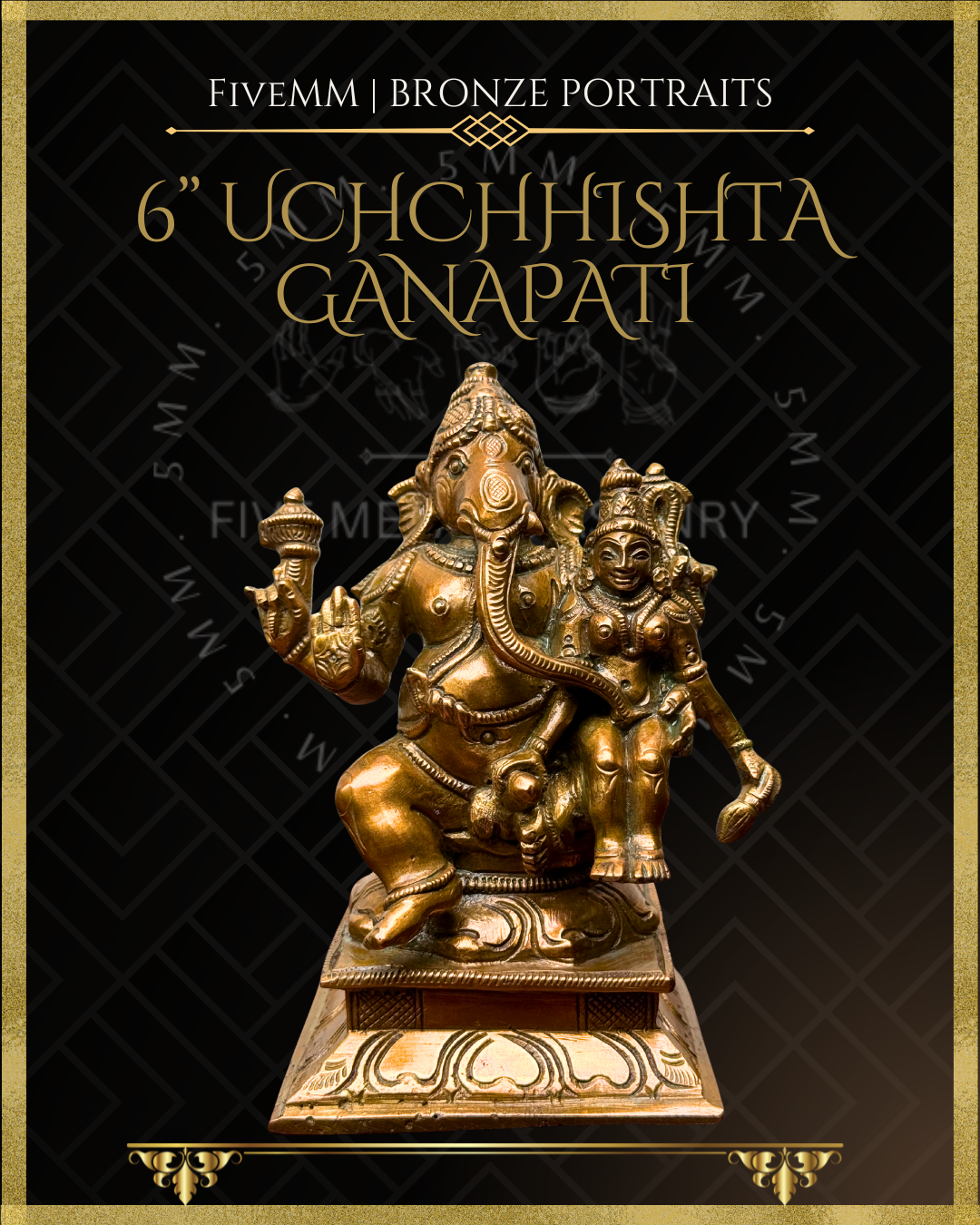 Uchchhishta Ganapati Bronze Panchaloha statue – Shilpa Sastra iconography, handcrafted lost wax casting – Front View
