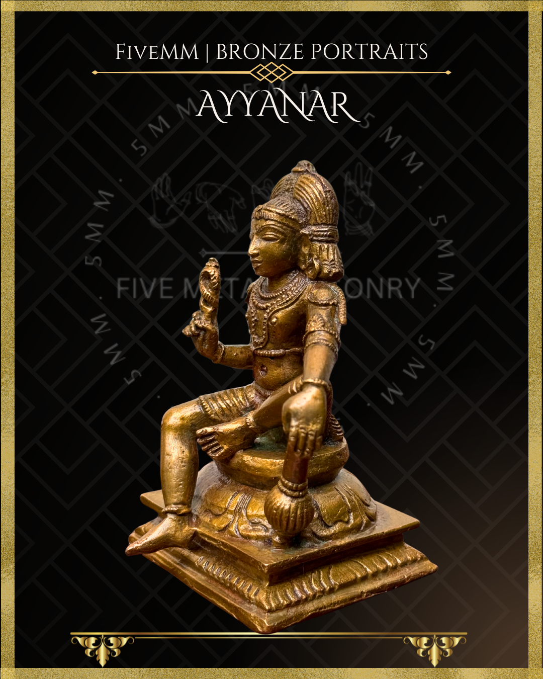 Ayyanar Panchaloha Bronze statue – per Shilpa Sastra iconography, handcrafted by lost wax casting – Left facing view