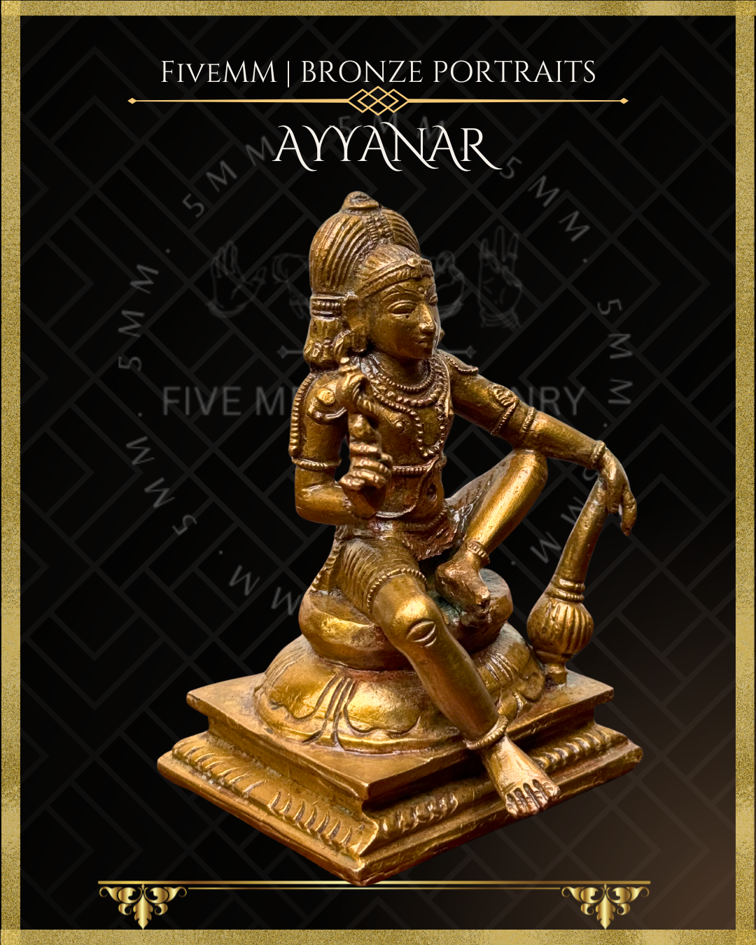 Ayyanar Panchaloha Bronze statue – per Shilpa Sastra iconography, handcrafted by lost wax casting – Right facing view