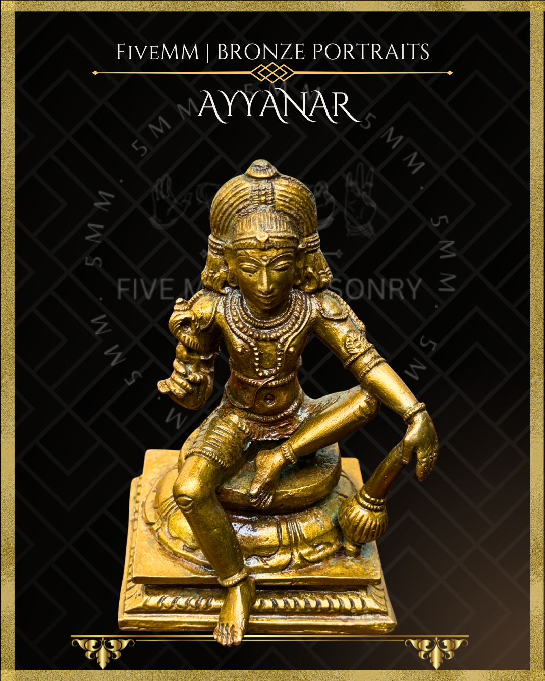 Ayyanar Panchaloha Bronze statue – per Shilpa Sastra iconography, handcrafted by lost wax casting – Top angle view