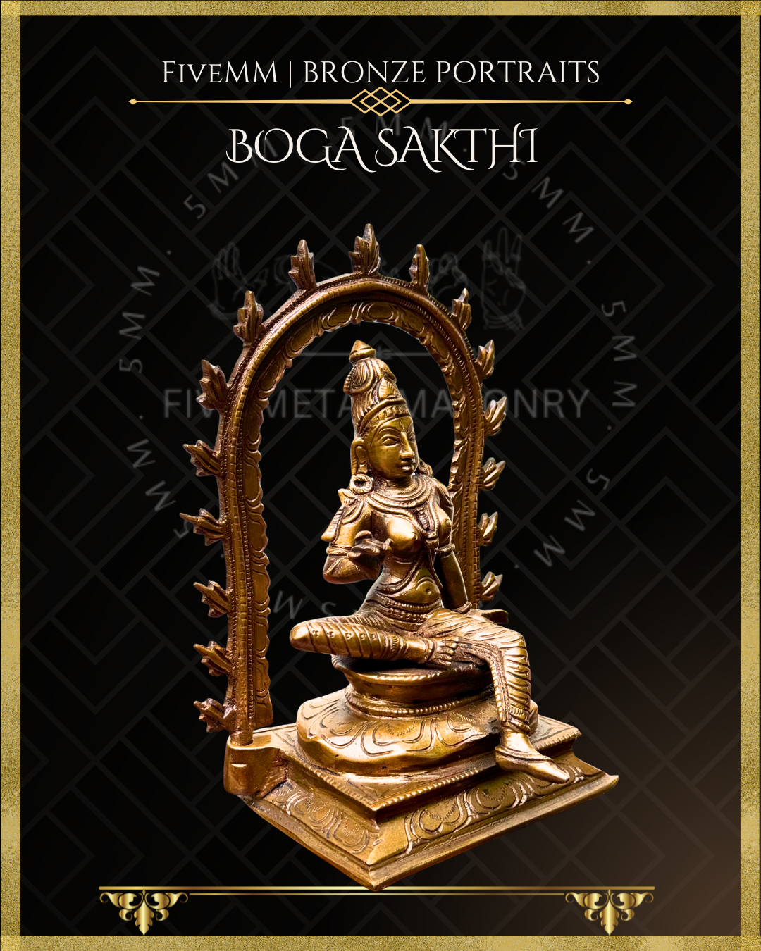Boga Shakti Panchaloha Bronze statue – per Shilpa Sastra iconography, handcrafted by lost wax casting – Right facing view