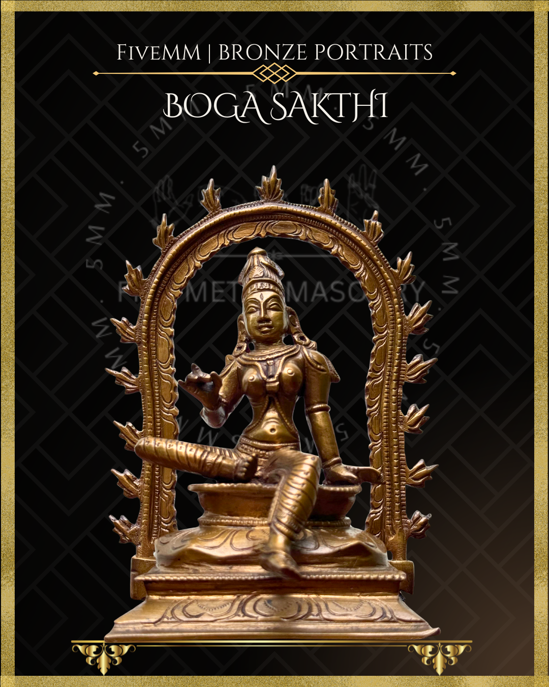 Boga Shakti Panchaloha Bronze statue – per Shilpa Sastra iconography, handcrafted by lost wax casting – Bottom up angle view