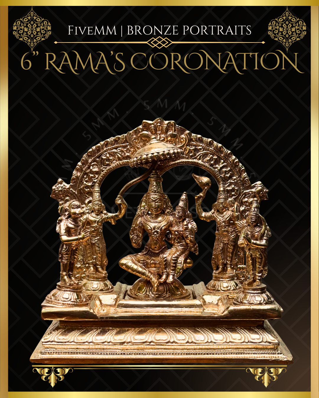 Ramar Pattabishekam Panchaloha Bronze statue – per Shilpa Sastra iconography, handcrafted by lost wax casting – Front view