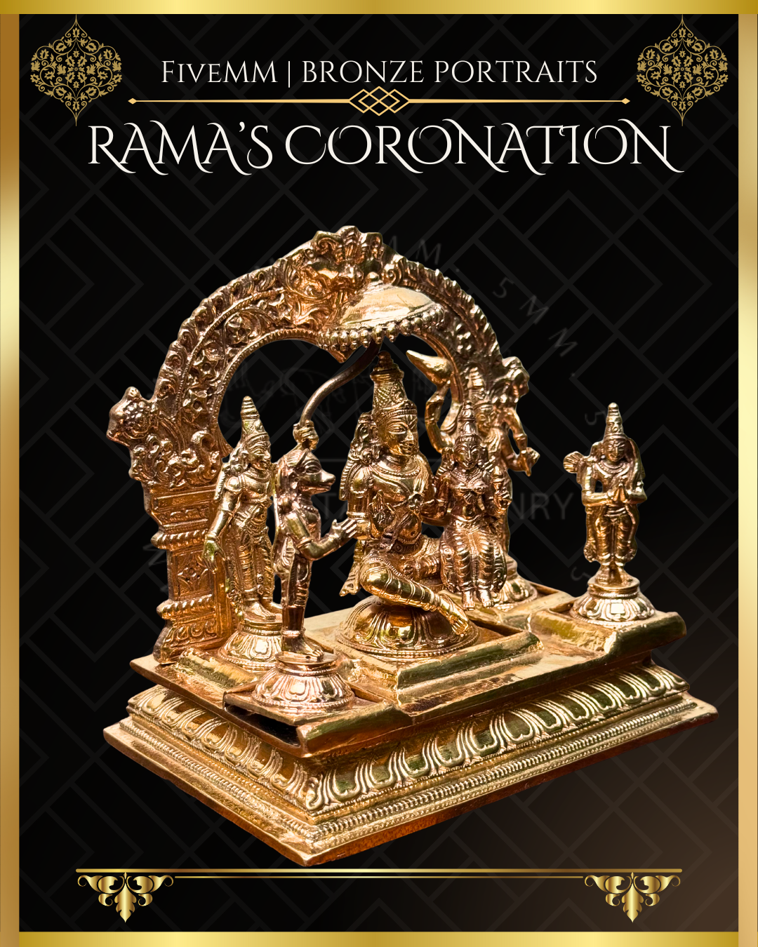 Ramar Pattabishekam Panchaloha Bronze statue – per Shilpa Sastra iconography, handcrafted by lost wax casting – Right facing view