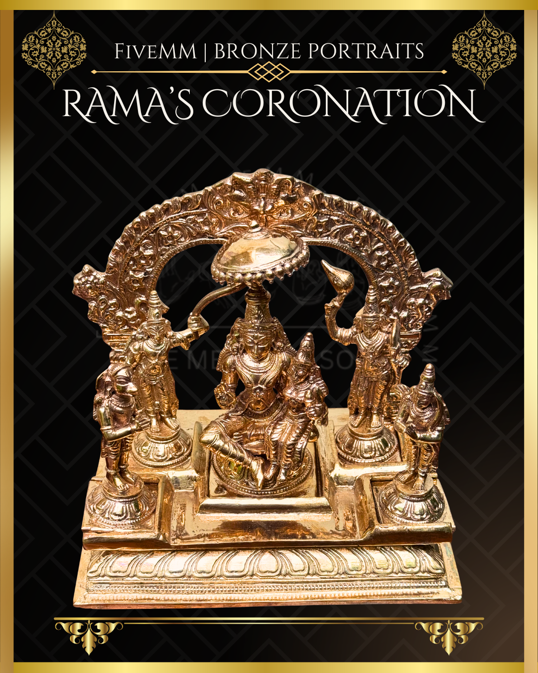 Ramar Pattabishekam Panchaloha Bronze statue – per Shilpa Sastra iconography, handcrafted by lost wax casting – Top angle view