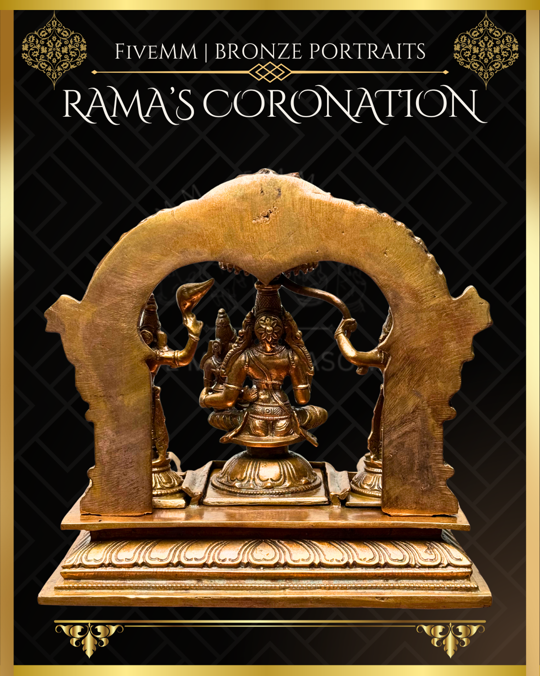 Rama Pattabishekam (Coronation) Panchaloha Bronze statue – per Shilpa Sastra iconography, handcrafted by lost wax casting – Rear view