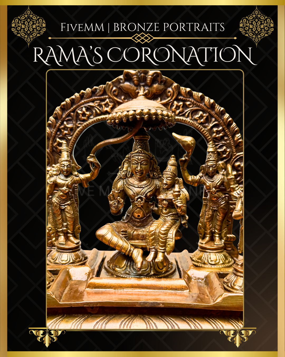 Rama Pattabishekam (Coronation) Panchaloha Bronze statue – per Shilpa Sastra iconography, handcrafted by lost wax casting – Closeup view