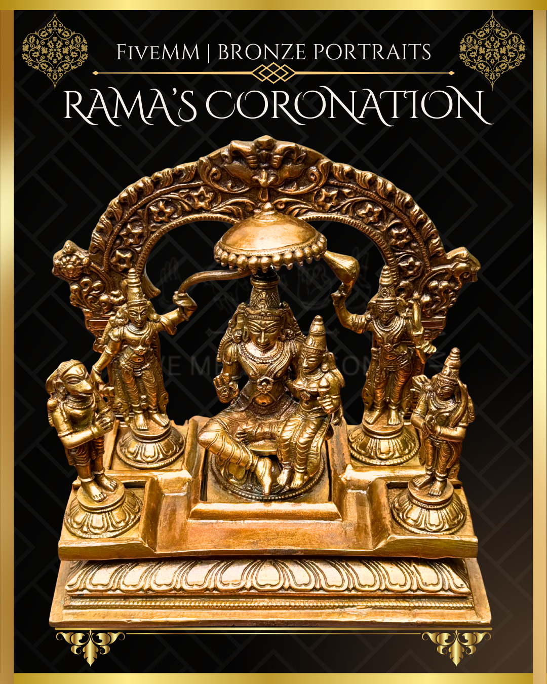 Rama Pattabishekam (Coronation) Panchaloha Bronze statue – per Shilpa Sastra iconography, handcrafted by lost wax casting – Top angle view
