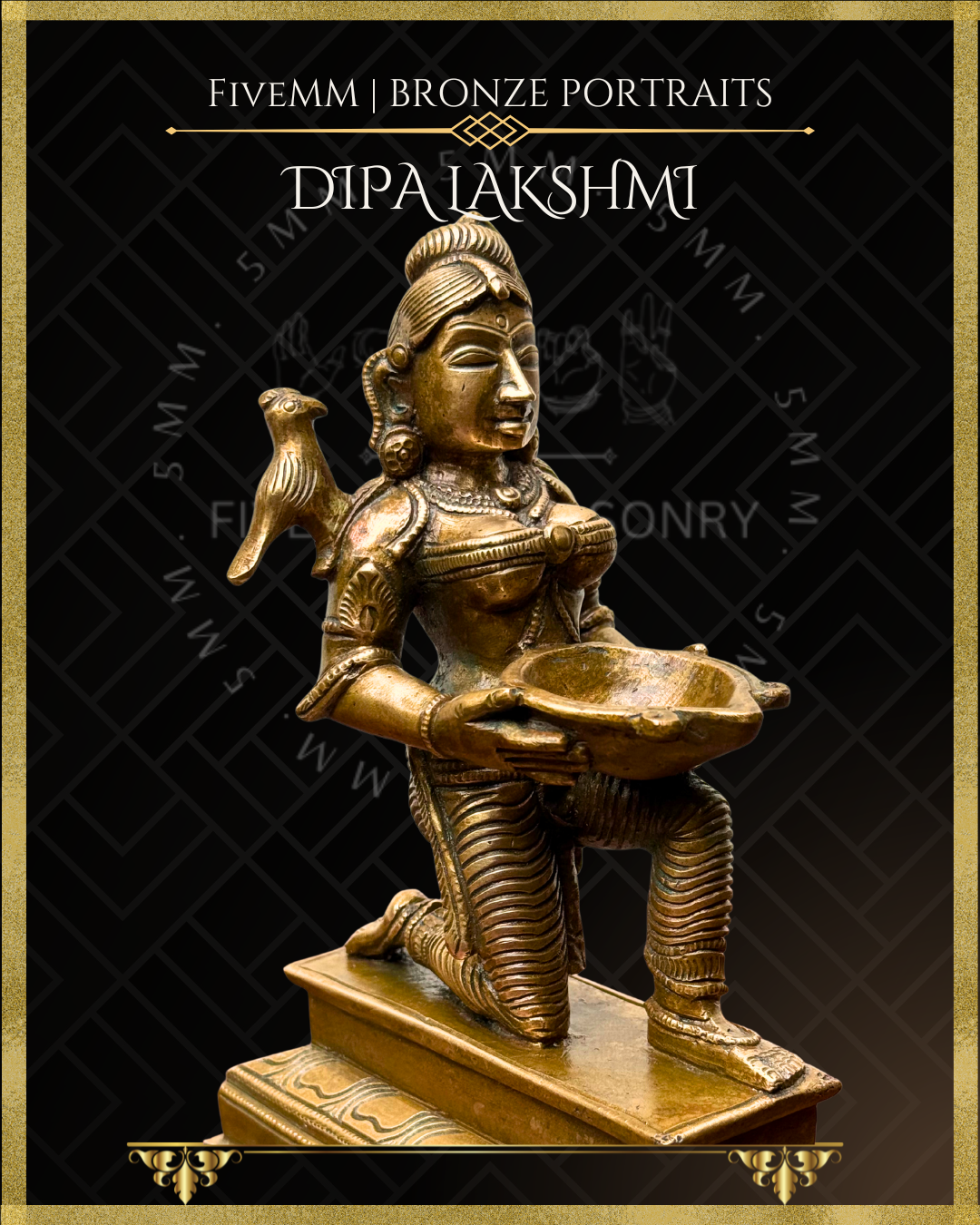Set of Dipalakshmi / Paavai Vilakku Panchaloha Bronze statue – per Shilpa Sastra iconography, handcrafted by lost wax casting – closeup view