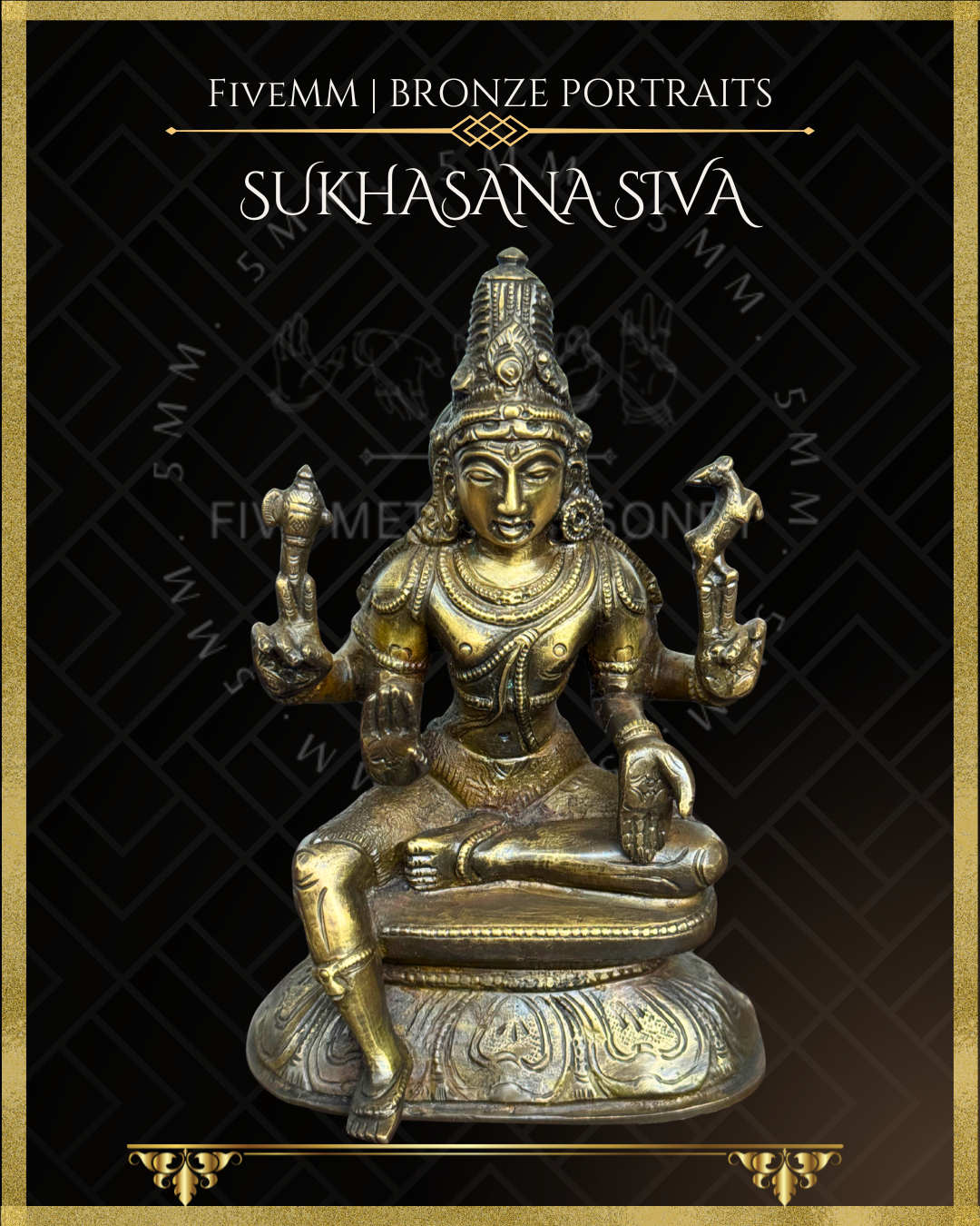 Sukhasana Shiva Panchaloha Bronze statue – per Shilpa Sastra iconography, handcrafted by lost wax casting – Top angle view