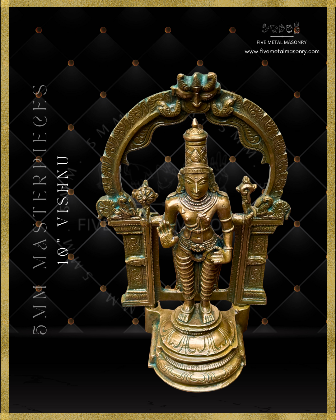 Vishnu Panchaloha Bronze statue -  Masterpieces Collection - Iconography per Shilpa Sastra, handcrafted lost wax casting – Top angle view