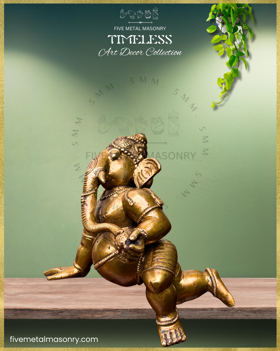 Ganesha Crawling Panchaloha Bronze statue – Timeless Collection - Iconography per Shilpa Sastra, Handcrafted lost wax casting – Left facing view