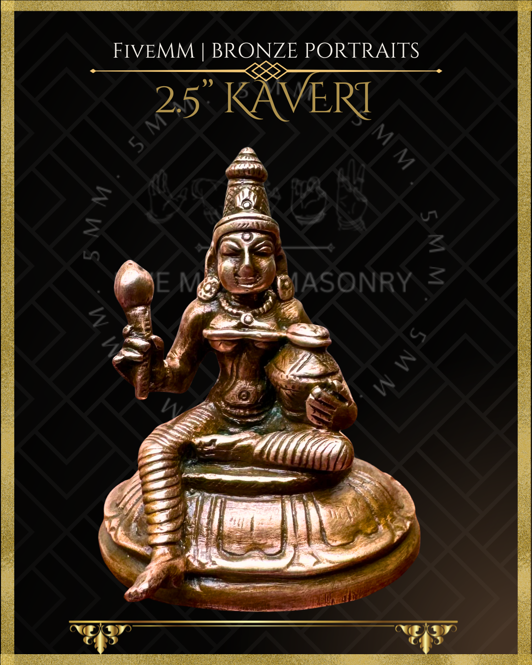 Kaveri -River Goddess Panchaloha Bronze statue – per Shilpa Sastra iconography, handcrafted by lost wax casting – Front view