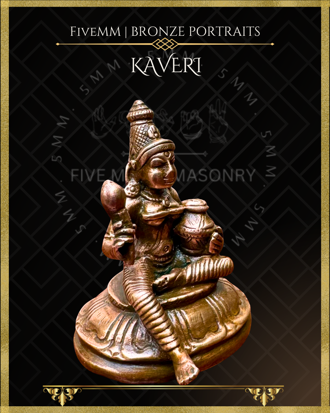 Kaveri -River Goddess Panchaloha Bronze statue – per Shilpa Sastra iconography, handcrafted by lost wax casting – Right facing view